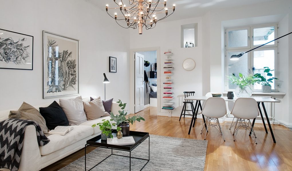 Living room in stile scandinavo