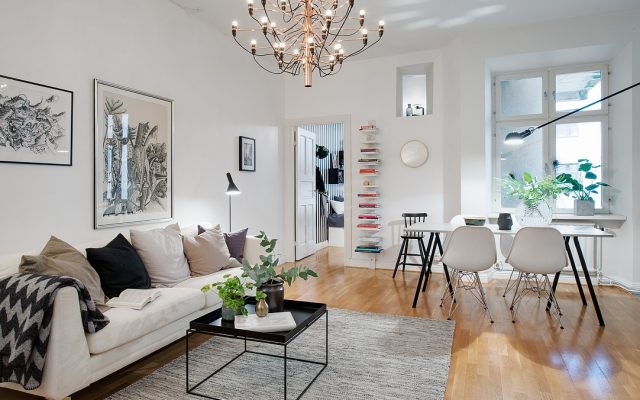 Living room in stile scandinavo