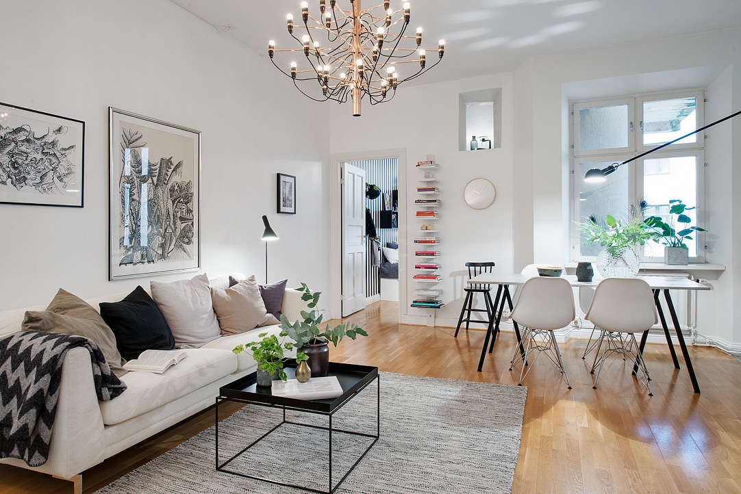 Living room in stile scandinavo