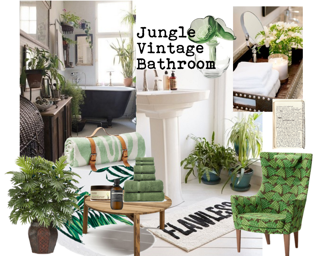 moodboard bagno jungle vintage