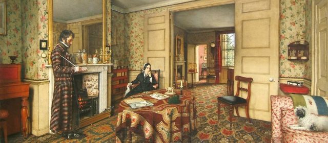 dipinto di Robert Tait raffigurante i Carlyle nel loro salotto