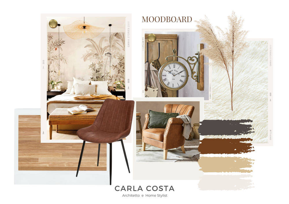 interior design moodboard retrò 