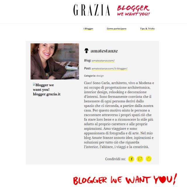 Blogger We Want You! It blogger Grazia.it