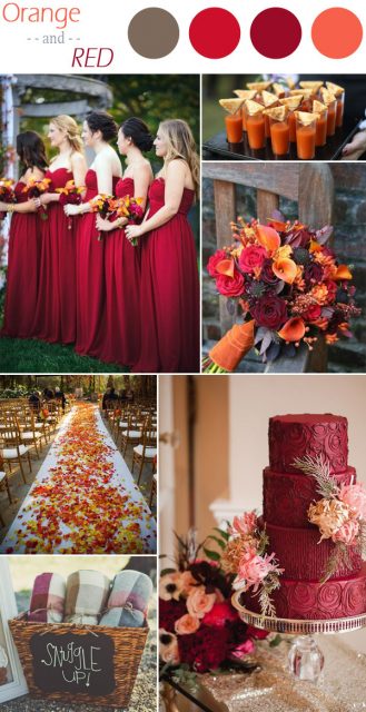 palette colori matrimonio arancio e rosso