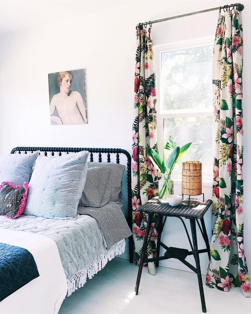 Camera da letto in stile botanico
