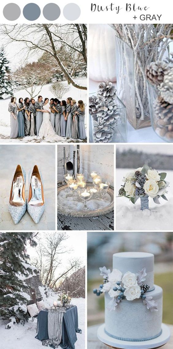 Palette colori dusty blue e gray per il matrimonio invernale