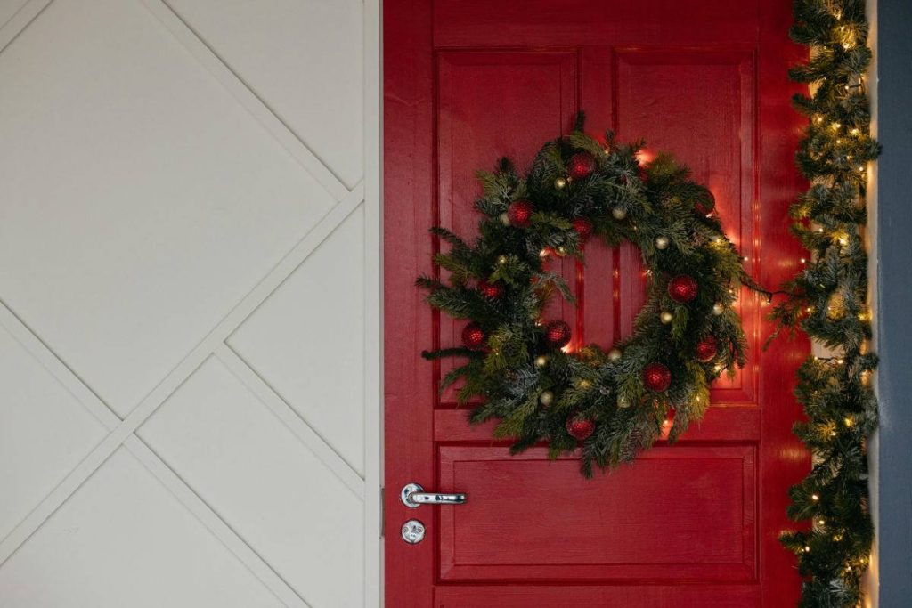 Cartello Stop Babbo Natale Con Luci LED - Decorazione Natalizia In Metallo 110 Cm Per Ingresso Casa E Vetrine