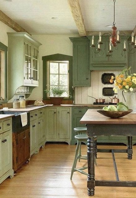 cucina verde in stile provenzale